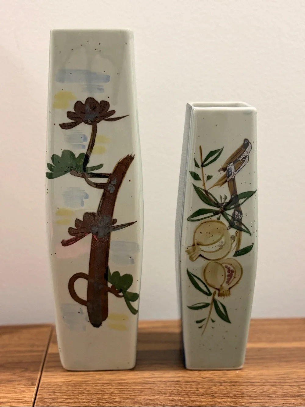 Ceramic Floral Motif Bud Vase - Cream